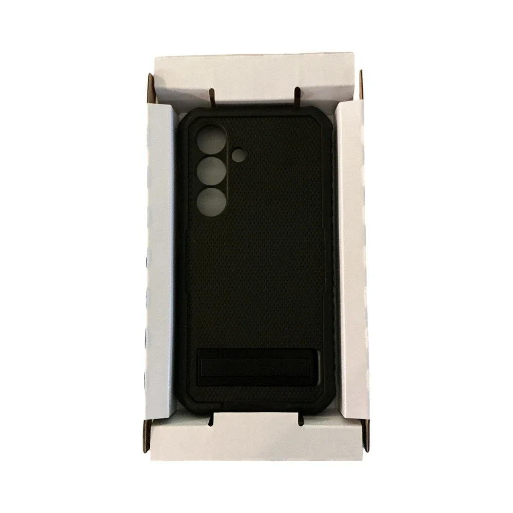 onn. Samsung Galaxy S25 Rugged Phone Case with‎ Kickstand Black 21ft Drop Test